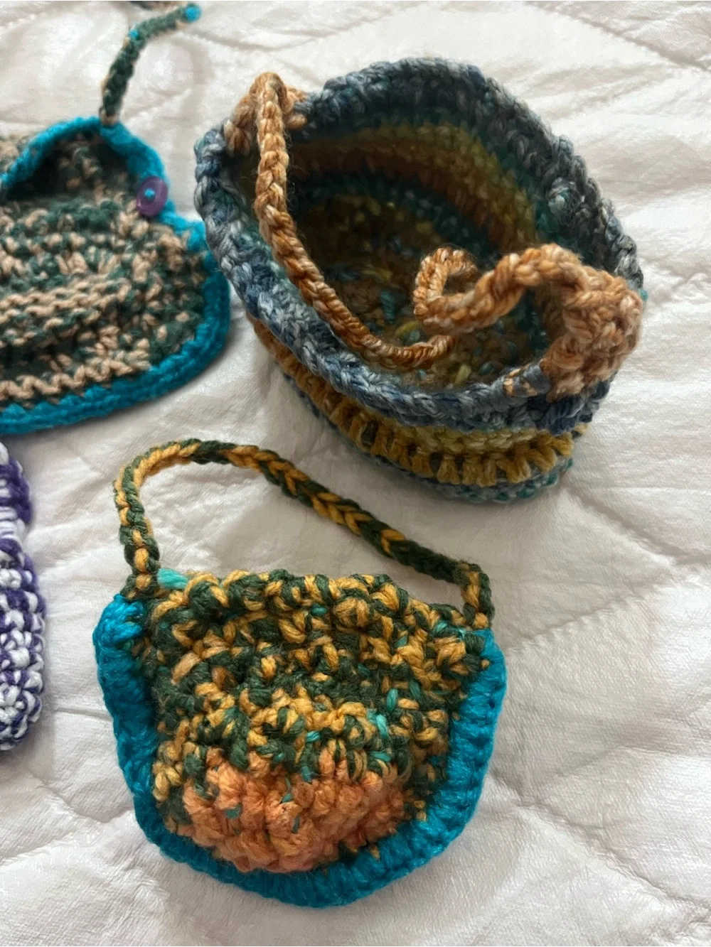 Set of 9 Handmade Crochet Mini Bags Doll Accessories Gift Collectible Decor